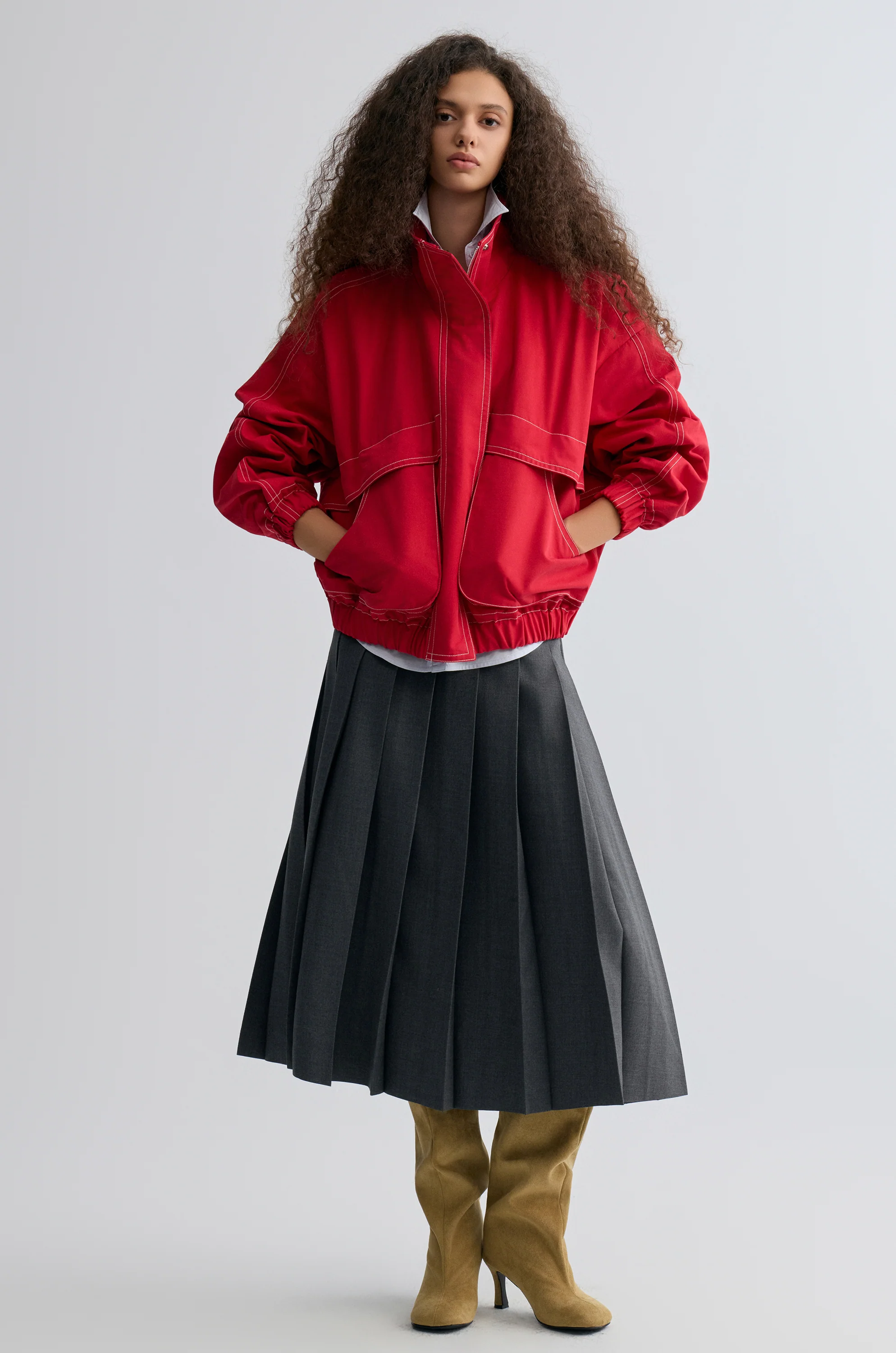 Weekend Flight Parachute Jacket Scarlet - Image 3