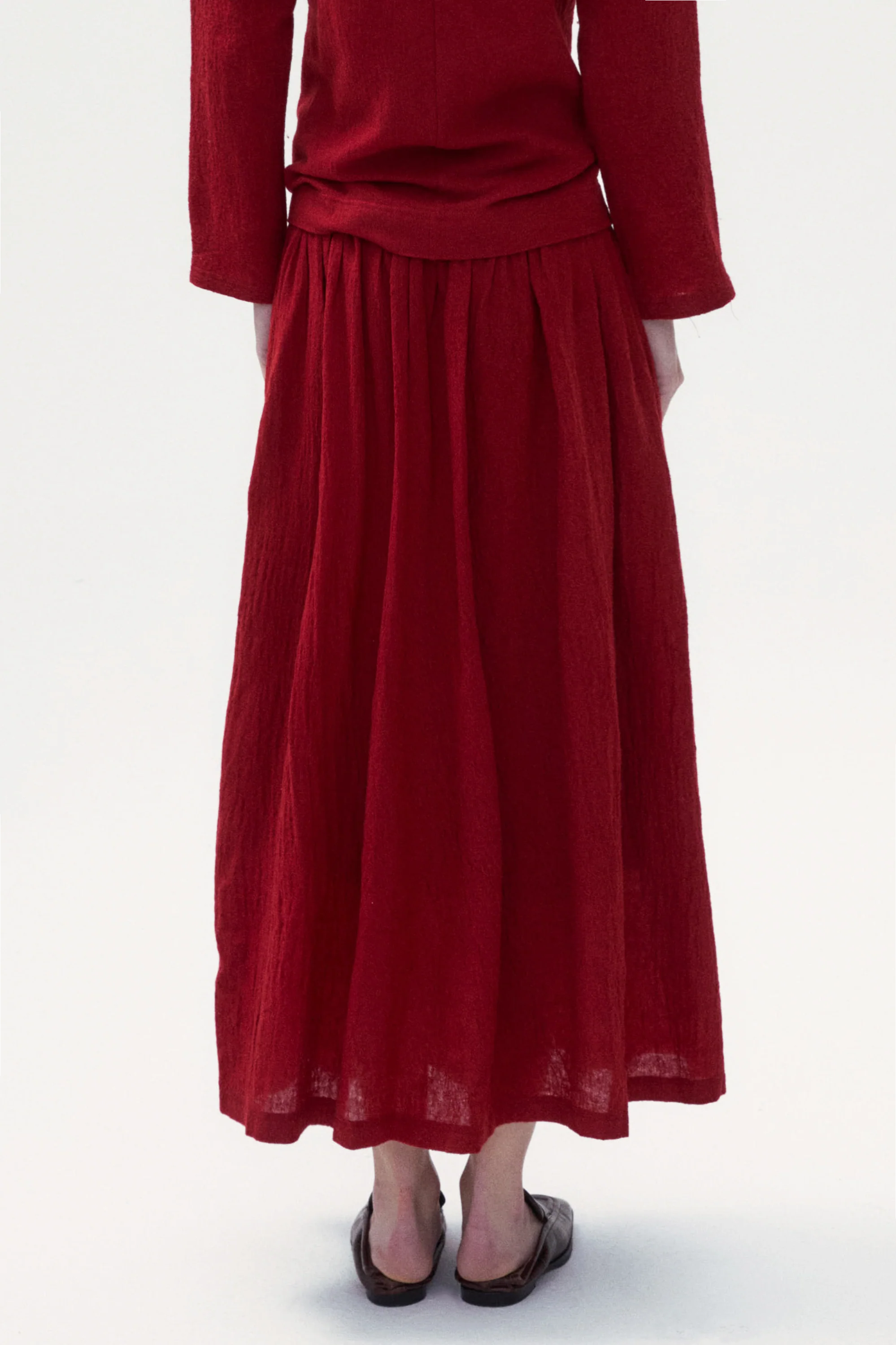 Wool Blend Knitted Umbrella Skirt - White - Image 9